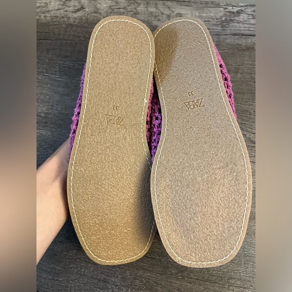 ZARA Girls Crochet Purple Slip-on Flats - Picture 4 of 5
